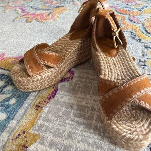 Vince Camuto Brown Espadrille Wedge Sandals